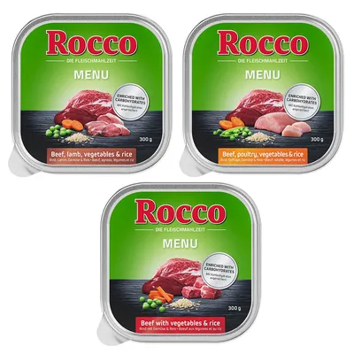 Rocco Menù Vaschette 27 x 300 g - Mix: Manzo, Manzo con Pollame, Manzo con Agnello