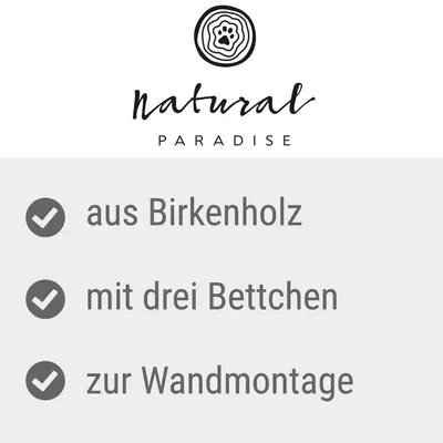 Natural Paradise. Aus Birkenholz, mit drei Bettchen, zur Wandmontage.
