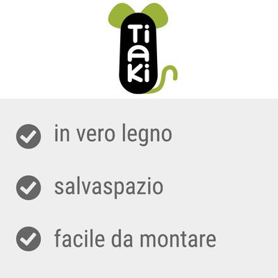 Tiaki. in vero legno, salvaspazio, facile da montare.