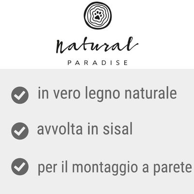 Natural Paradise. In vero legno naturale, avvolta in sisal, per il montaggio a parete.