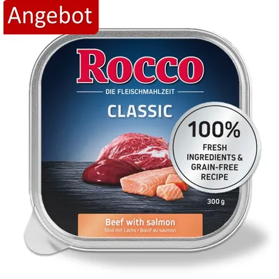 Rocco Classic Rind mit Lachs, 300g. 100% frische Zutaten und getreidefreie Rezeptur. Angebot.
