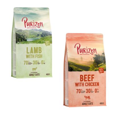 Purizon vegyes próbacsomag 2 x 400 g Bárány & hal + marha & csirke (új recept)