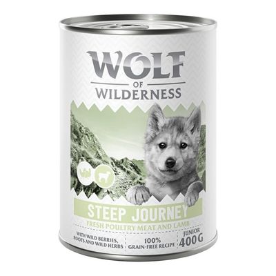 Wolf of Wilderness Junior - mit viel frischem Geflügel 6 x 400 g Steep Journey - Geflügel mit Lamm