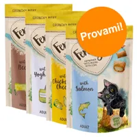 Set prova! Feringa Crunchy Bites Snack per gatti - Yogurt, Manzo, Pollo & Formaggio, Salmone