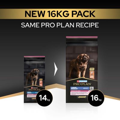 Purina Pro Plan Large Robust Adult Sensitive Skin теперь в новой упаковке, 16 кг, ранее 14 кг, тот же состав.