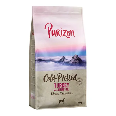 Purizon Cold-Pressed Tacchino con olio di canapa, 12 kg. 55% carne, 45% verdure, 0% cereali. Adatto ai cani.