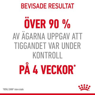 Bevisade resultat: över 90 % av ägarna uppgav att tiggandet var under kontroll på 4 veckor. *ROYAL CANIN intern studie.