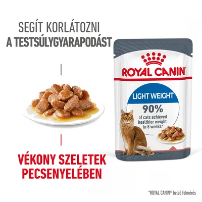 Royal Canin Light Weight macskaeledel, vékony szeletek pecsenyelében. Segít korlátozni a testsúlygyarapodást. 90% of cats achieved healthier weight in 8 weeks. Royal Canin Light Weight macskaeledel, vékony szeletek pecsenyelében. Segít korlátozni a testsúlygyarapodást. 90% of cats achieved healthier weight in 8 weeks.