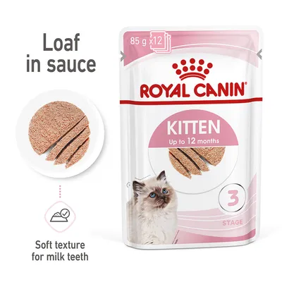 Loaf in sauce, soft texture for milk teeth, kitten food up to 12 months, 85g x12 pack, stage 3.