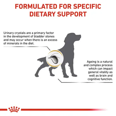 Formulated for specific dietary support. Urinary crystals may cause bladder stones if minerals are excessive. Ageing affects vitality, brain and cognitive function.