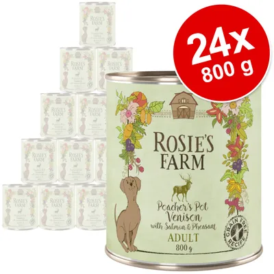 Rosie's Farm Poacher's Pot Venison with Salmon & Pheasant Adult, 24 Dosen à 800g, getreidefreie Rezeptur.