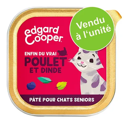 edgard cooper enfin du vrai poulet et dinde, pâté pour chats seniors, vendu à l’unité