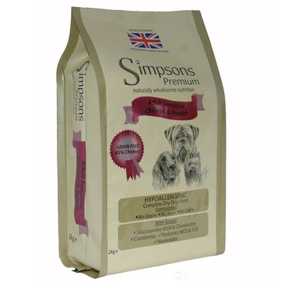 Simpsons Premium Sensitive Adult Kip & Aardappel Hondenvoer 2 kg