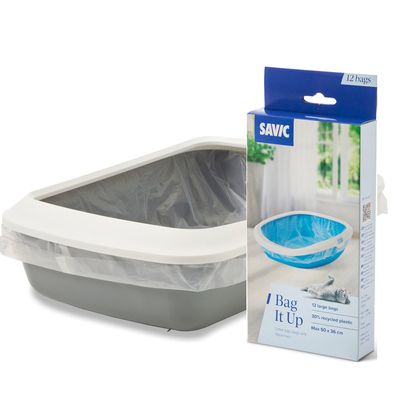 Savic Iriz Litter Tray with Protective Edge - 50cm - Light Grey & White