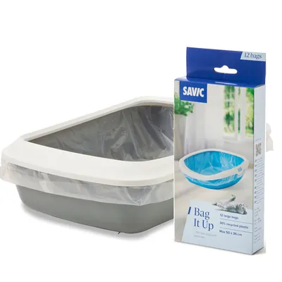 Savic Iriz Litter Tray with Protective Edge - 50cm - Light Grey & White