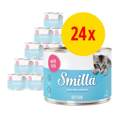 Smilla Kitten -säästöpakkaus 24 x 200 g - lajitelma: 12 x kana + 12 x vasikka & siipikarja