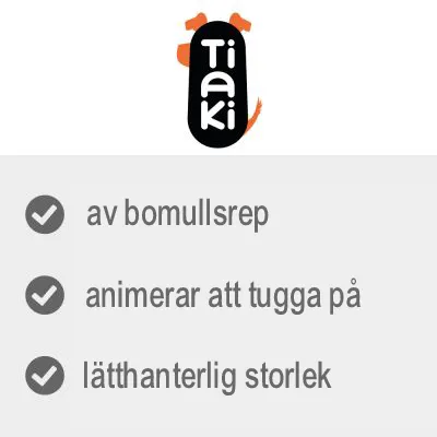 Tiaki. av bomullsrep, animerar att tugga på, lätthanterlig storlek