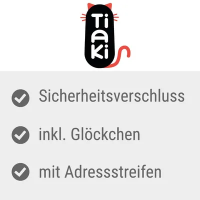 Tiaki. Sicherheitsverschluss, inkl. Glöckchen, mit Adressstreifen.