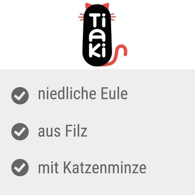 TIAKI Katzenspielzeug Filz-Eule mit Katzenminze - 1 Stück