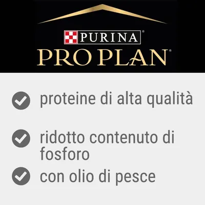 Purina Pro Plan: proteine di alta qualità, ridotto contenuto di fosforo, con olio di pesce.