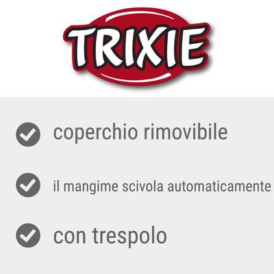 TRIXIE, coperchio rimovibile, il mangime scivola automaticamente, con trespolo