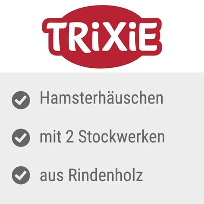 Trixie Hamsterhäuschen mit 2 Stockwerken, aus Rindenholz.