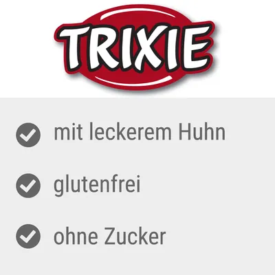 TRIXIE, mit leckerem Huhn, glutenfrei, ohne Zucker (német nyelvű szöveg)