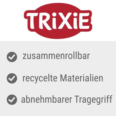 Trixie. hoprullbar, återvunnet material, avtagbart bärhandtag.