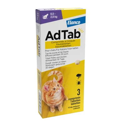 AdTab kauwtabletten voor katten van 0,5 tot 2 kg - 1 x 3 Tabletten AdTab kauwtabletten voor katten van 0,5 tot 2 kg - 1 x 3 Tabletten