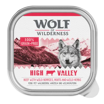Wolf of Wilderness High Valley. 100% без зърнени храни. Говеждо с горски плодове, корени и диви билки.