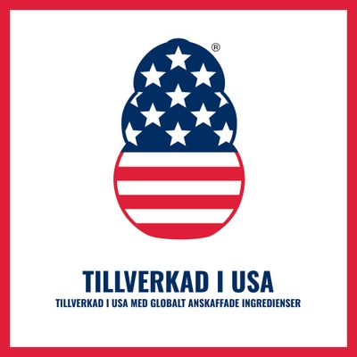 Tillverkad i USA med ingredienser från hela världen.