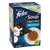 Felix Soup Tender Strips, 6 x 48g packs with cod, tuna and plaice. No colourants. The pouches are recyclable.