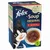 Purina Felix Soup Original, 6x48g. Sortimente: vită, pui, miel. Fără coloranți și fără conservanți. Ambalaj reciclabil.