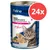 Feline Port. Feines Hühnerfleisch, pur. Ohne Zuckerzusatz. Serviervorschlag: Schüssel mit Hühnerfleisch. 24x Dosen. Katze abgebildet.