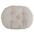 Cuscino ovale imbottito in tessuto beige, superficie trapuntata visibile senza marchi o testo.