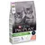 Opakowanie Purina Pro Plan Sterilised Kitten z wizerunkiem dwóch kotów, widoczne napisy: OPTISTART, <1 rok, wysokie stężenie łososia, isfm, no added colourants, high quality salmon nr 1 ingredient.