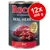 Rocco Real Hearts Beef, 12x400 g. Text: 'WITH WHOLE CHICKEN HEARTS', 'Beef Rind Bœuf', '400 g'. Bild på kött och hjärtan på burkens etikett.