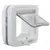 Puerta para mascotas SureFlap blanca de plástico con solapa transparente abatible y cierre giratorio visible en la parte inferior. Marca SureFlap impresa en el frontal.