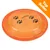 Pomarańczowy frisbee z napisem Dog Activity, czterema czarnymi śladami łap i adresem www.sky-dogs.de. Napis Top Seller w rogu.