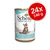 Conservă Schesir Kitten Care 3–12, ton cu aloe, 24x140 g. Imagine cu pisoi pe ambalaj. Text vizibil în mai multe limbi: Tuna with aloe, Thunfisch mit Aloe.