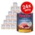 Rocco Classic Pork with beef & chicken, 24 x 800g tins. Label shows 100% fresh ingredients & grain-free recipe. Large can in front, stacked cans behind. Red badge: 24x 800g.
