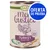 Lukullus Menu Gustico Turkey Grain-Free, lata de 400 g. Etiqueta: ingredientes calidad humana. Oferta de prueba en círculo azul.