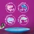 mit Lachs x3, mit Thunfisch x3, mit Weißfisch x3, mit Kabeljau x3 shown in German with fish icons on purple background. Blue plate and part of a cat’s tail visible.