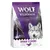 Συσκευασία Wolf of Wilderness Elements Rough Storms, Single Animal Protein, With Alfalfa Lucerne, 1 kg. Ορατό μοβ και λευκό σχέδιο με κεραυνό και αυτιά λύκου.