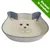 Castron ceramică în formă de cap de pisică, cu desen față de pisică și margini gri. Text vizibil: Exclusiv la zooplus!