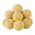 Yellow feed balls with visible grains and seeds, suitable for feeding wild birds.