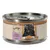 Feringa Juicy Fillet, pollo con tonno, Adult, 70g. Illustrazione di un gatto nero con un piatto di pollo e tonno.