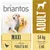 briantos MAXI ADULT, 14 kg, disponible aussi en 1 kg, avec poulet & riz, illustration d’un chien et pictogramme poulet visibles sur l’emballage