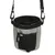 Trixie treat pouch made of grey fabric with black mesh pocket, zip and carabiner. Adjustable shoulder strap visible.