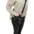 Person carrying a black treat bag with shoulder strap and mesh pocket, suitable for on the go.